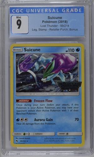 SUICUNE - LOST THUNDER - CGC 9 Pokemon Single