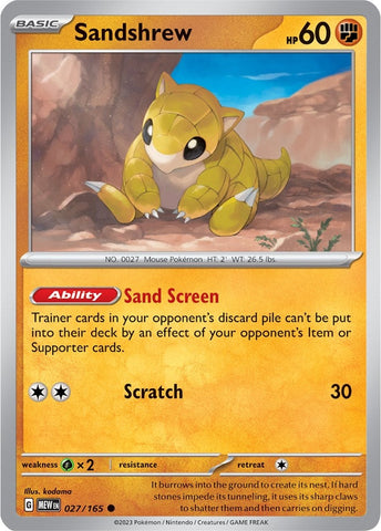 Image for Sandshrew (027/165) (SV: Scarlet & Violet 151) - Pokemon