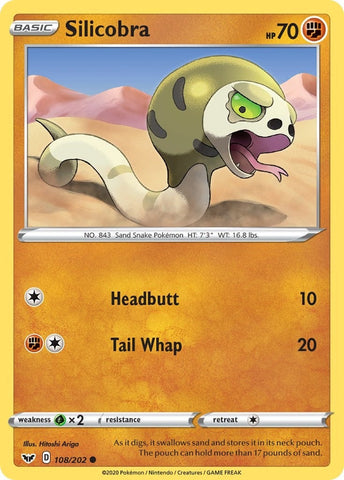 Image for Silicobra (108) (108/202) (SWSH01: Sword & Shield Base Set) - Pokemon