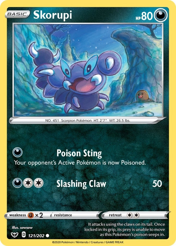 Image for Skorupi (121/202) (SWSH01: Sword & Shield Base Set) - Pokemon