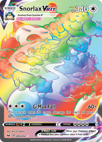 Image for Snorlax VMAX (Secret) (206/202) (SWSH01: Sword & Shield Base Set) - Pokemon