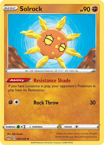 Image for Solrock (092/189) (SWSH03: Darkness Ablaze) - Pokemon