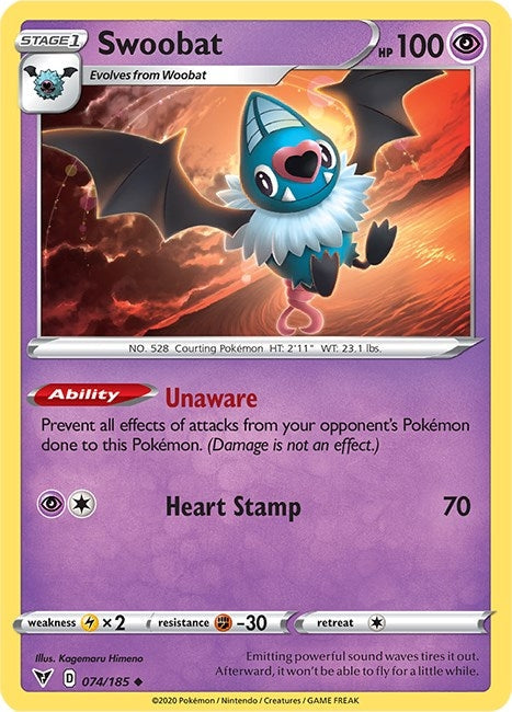 Image for Swoobat (074/185) (SWSH04: Vivid Voltage) - Pokemon