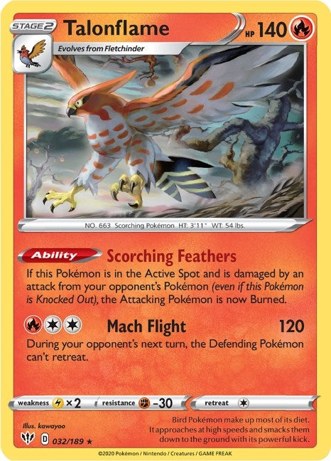 Image for Talonflame (032/189) (SWSH03: Darkness Ablaze) - Pokemon