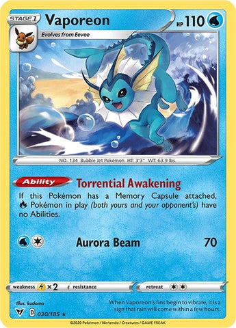 Image for Vaporeon (030/185) (SWSH04: Vivid Voltage) - Pokemon