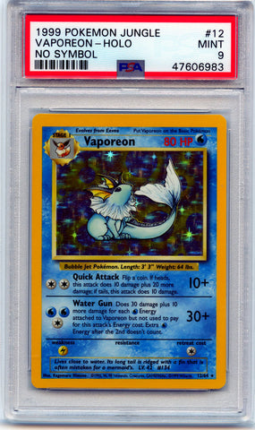 VAPOREON-HOLO NO SYMBOL 1999 POKEMON JUNGLE PSA MINT 9 POKEMON Single