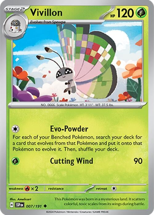 Image for Vivillon (007/191) (SV08: Surging Sparks) - Pokemon