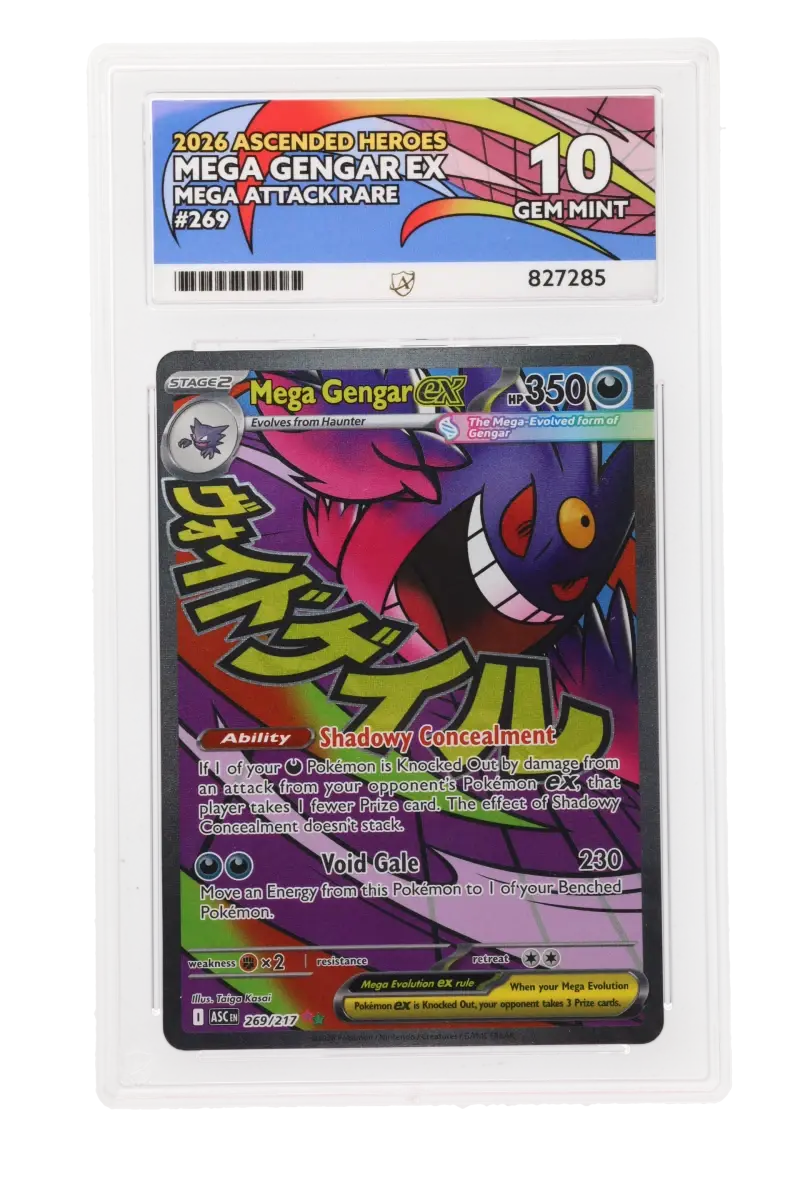 Mega Gengar EX in an ACE Grading slab with an illustrated ACE label
